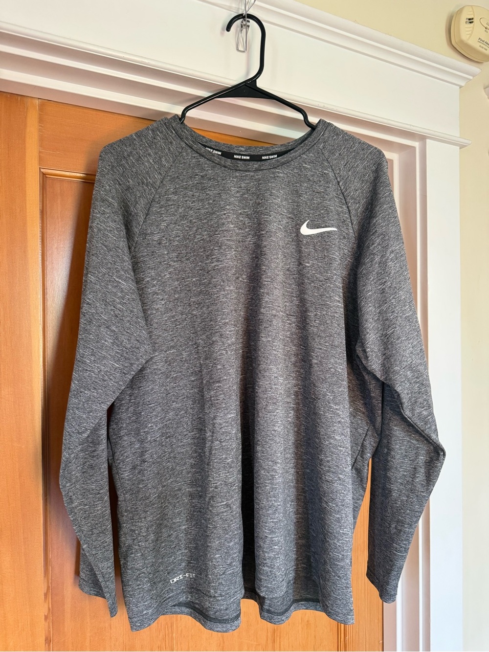 Nike Heathered Gray Dri-FIT Swim Top with White Swoosh